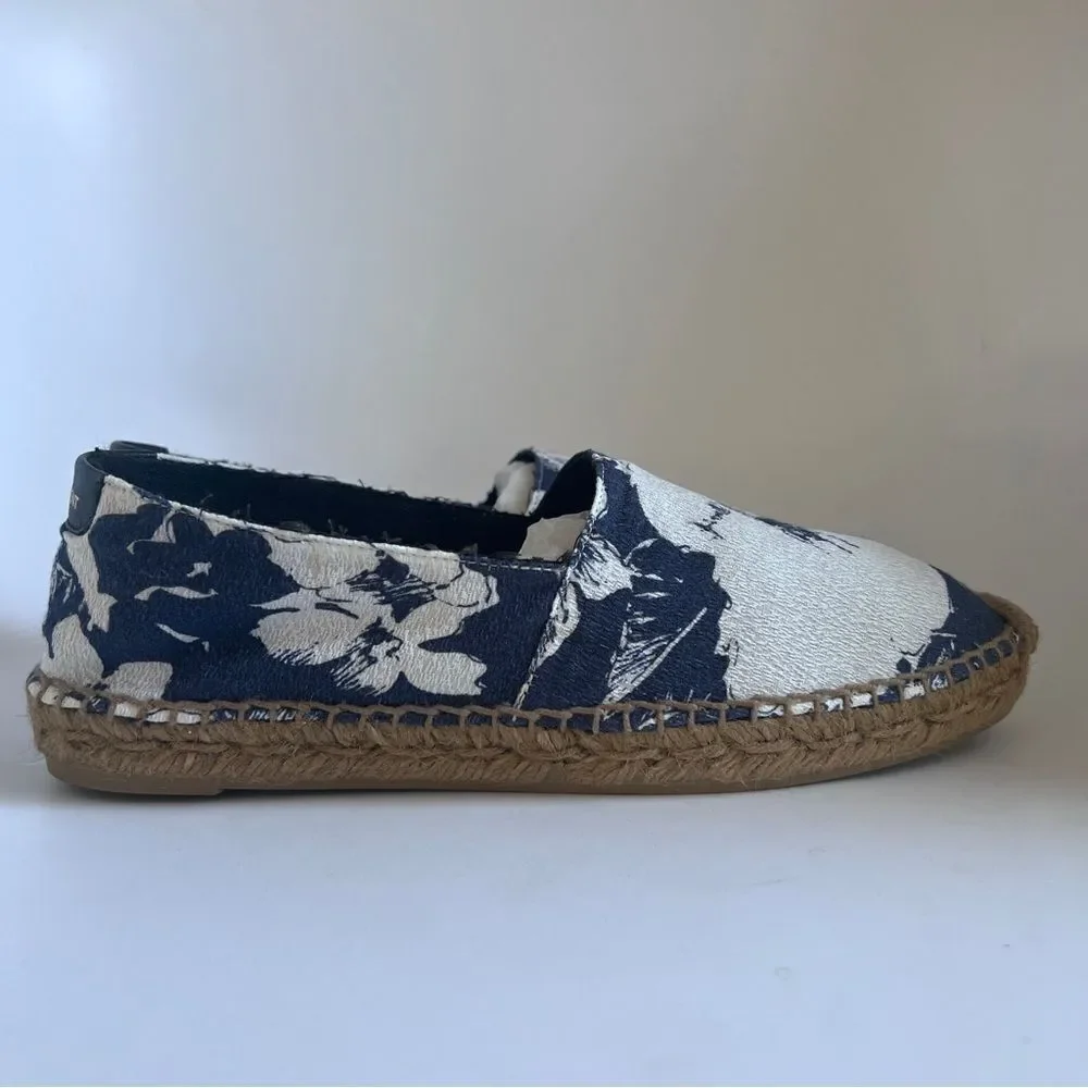 Saint Laurent Hibiscus Espadrille Flat Blue EU 37 NEW MSRP $375